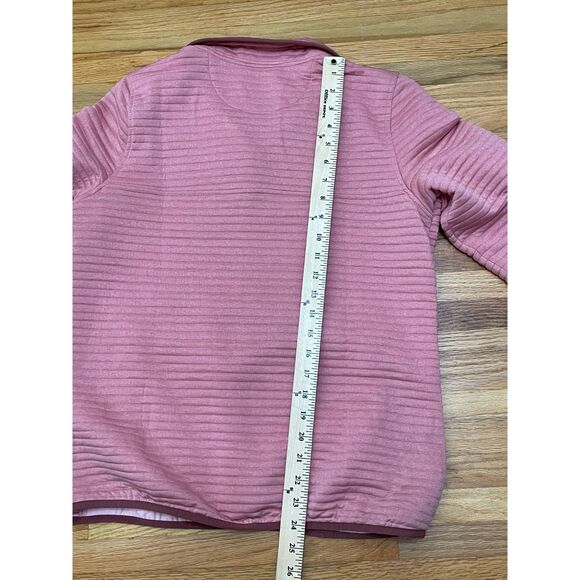 L.L. Bean Airlight Women's S Pink Pullover Quarter Snap Sweatshirt Knit Striped - Picture 7 of 8